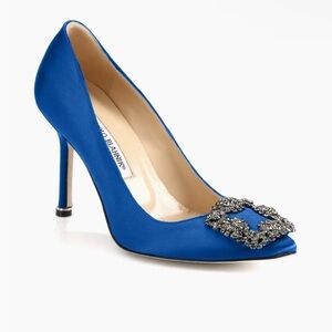 Manolo Blahnik Hangisi 105MM Embellished Satin Pumps size 37